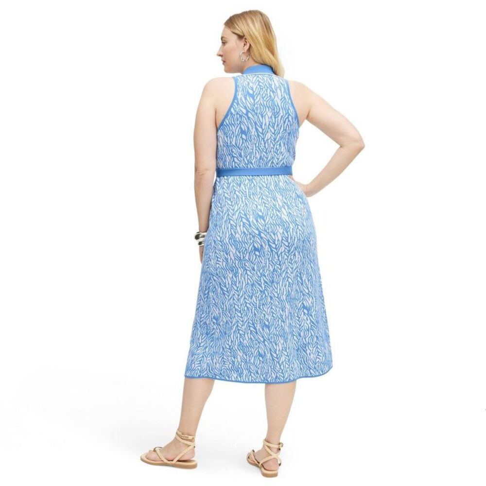 Diane von Furstenberg - Women's Collared Midi Wrap D Blue - Picture 2 of 4